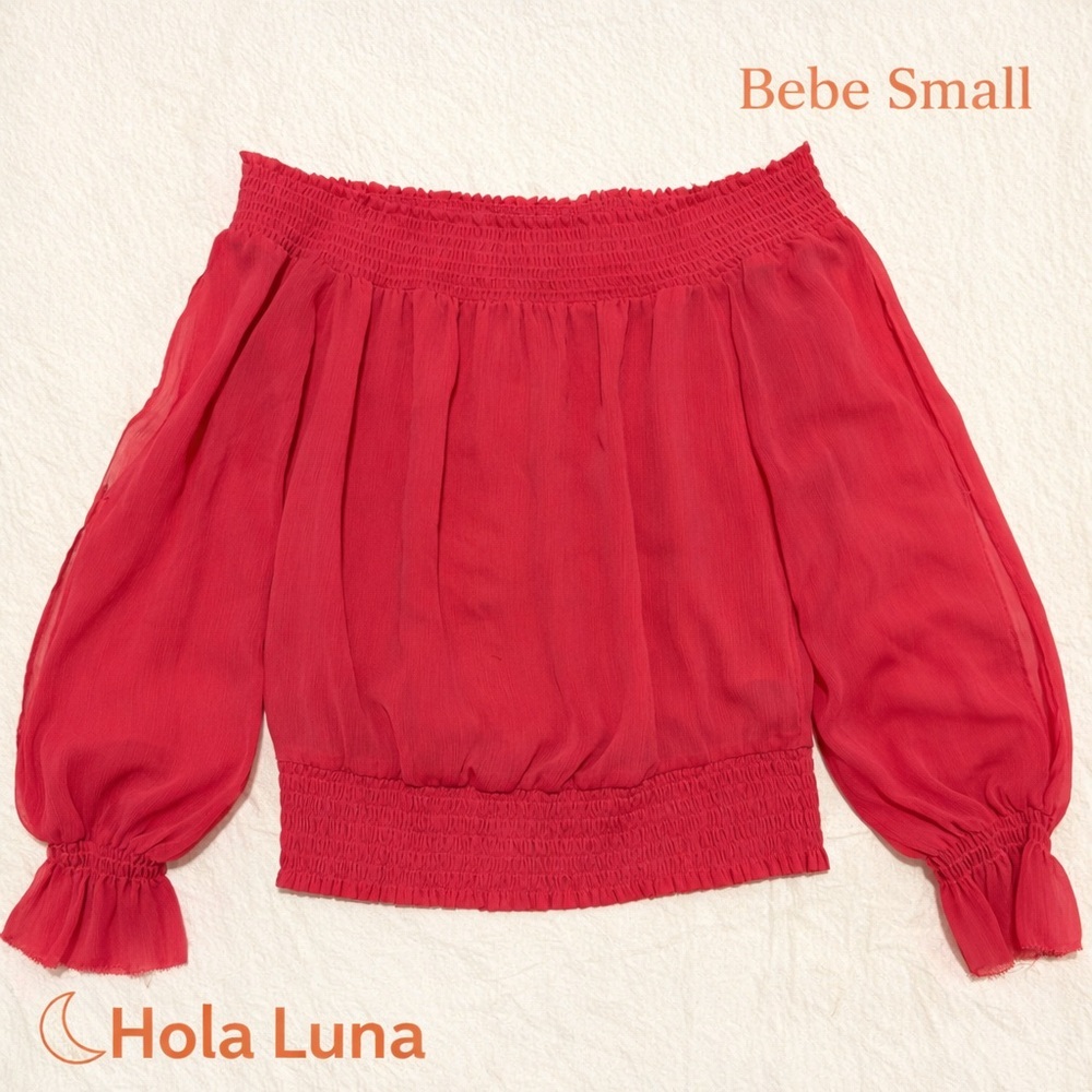 BEBE FUSHIA OFF SHOULDER BLOUSE